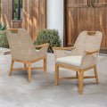 Cambridge Casual Sydney Outdoor Dining Chairs Teak Wood and All-Weather Wicker