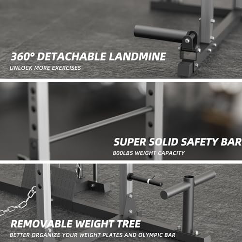 VANSWE Power Rack Olympic Power Cage Home Gym Equipment Black&Silver