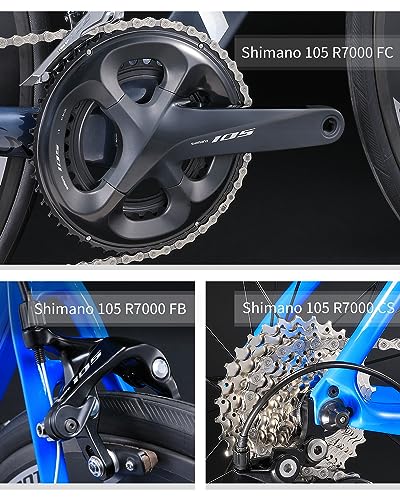 KOOTU Carbon Road Bike Lightweight Bicycle with Shimano 105 R7000 Groupset Black Red