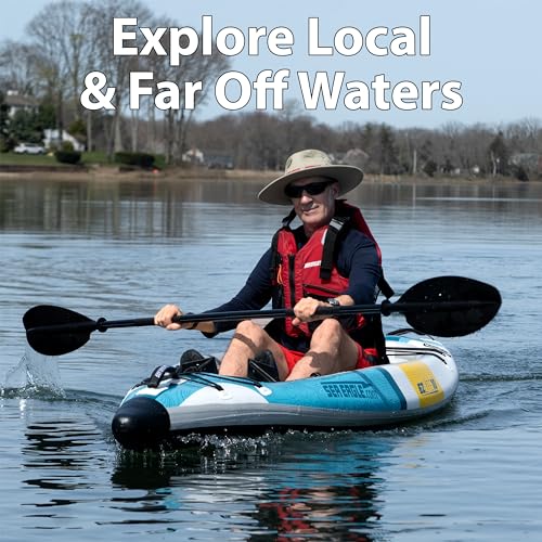 Sea Eagle EZLITE 10 Ultralight Inflatable Kayak White/Turquoise Blue/Yellow