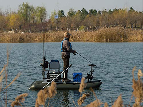 AQUOS 8.8 ft Inflatable Pontoon Boat with Stainless Steel Guard Bar and Folding Seat Green
