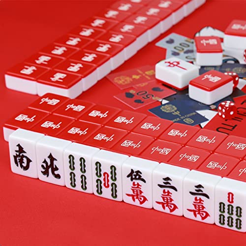 SHATONG Chinese Mahjong Game Set 144 Melamine Tiles Crystal Jade