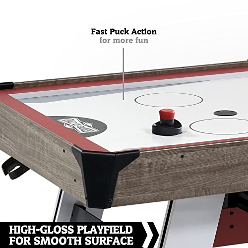 Hall of Games 5.5' Arcade Air Hockey Table & Tennis Top 2-in-1 Set Wood Grain/Red/White Black