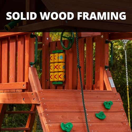 Gorilla Playsets Sun Palace II Wood Swing Set with Monkey Bars Amber