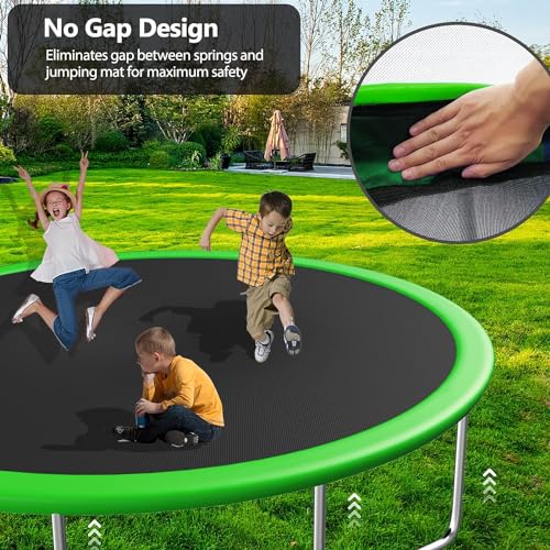 Lyromix 12FT Trampoline with Slide, Swings & Net Lime Green