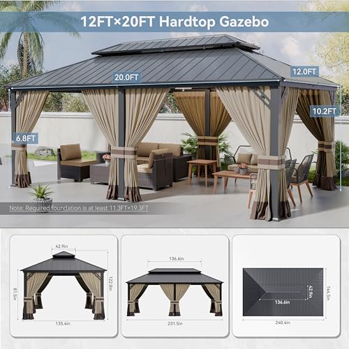 Kurapika 12' x 20' Hardtop Gazebo Sand