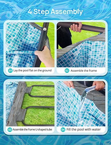 Evajoy Metal Frame Swimming Pool Set Blue