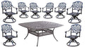 theWorldofpatio Nassau Cast Aluminum 8-Person Patio Dining Set with Lazy Susan Antique Bronze