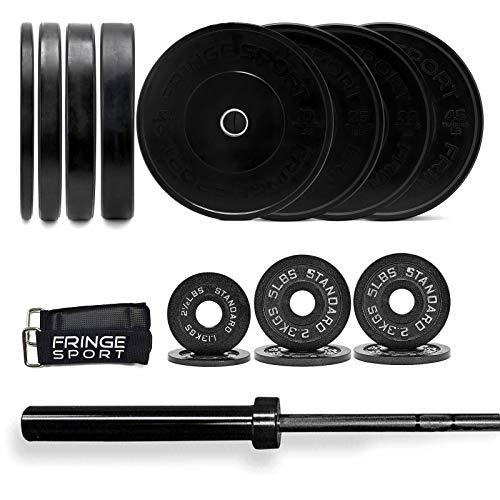 Fringe Sport 300lb Garage Gym Package with Bar & Bumper Plates Set