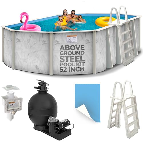 Shop Square 12’ x 24’ Oval Above Ground Pool Kit with Steel Wall Silver