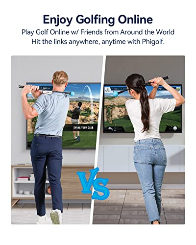PHIGOLF Home Golf Simulator with Weighted Swing Stick, Indoor & Outdoor Use, Motion Sensor & 3D Swing Analysis, Android/iOS Support, WGT & E6 Connect - Phigolf1