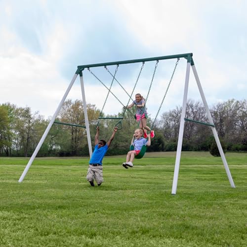 Backyard Discovery Big Brutus Metal Swing Set 10 Ft White