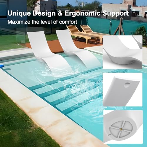 Aqua Blue Pool Lounge Chairs Set of 2 White