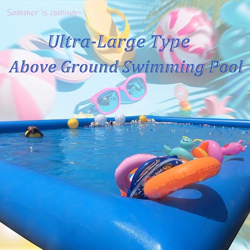 INTSUPERMAI 19.7ft Blue Inflatable Above Ground Pool with Blower
