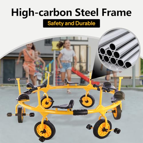 Amzealot Toddler Tricycle 360° Spin 6-Seater Yellow