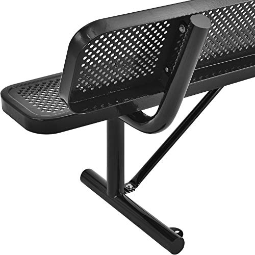 Global Industrial 72" Perforated Metal Outdoor Picnic Bench with Backrest Black