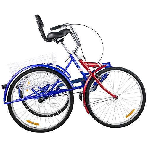 None Folding Adult Tricycle 3 Wheel Trike Bike 26 inch 1 Speed