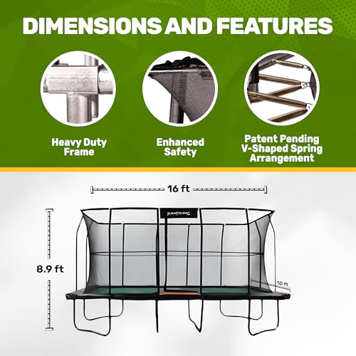 JumpKing Pro-Series 10'x16' Rectangle Trampoline with Enclosure Black/Orange