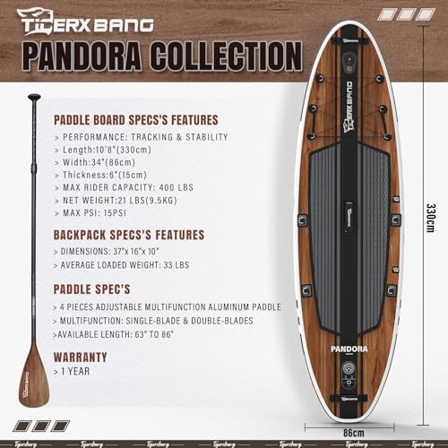 TIGERXBANG Paddle Board 10.8 Stand Up Inflatable SUP Indian Black