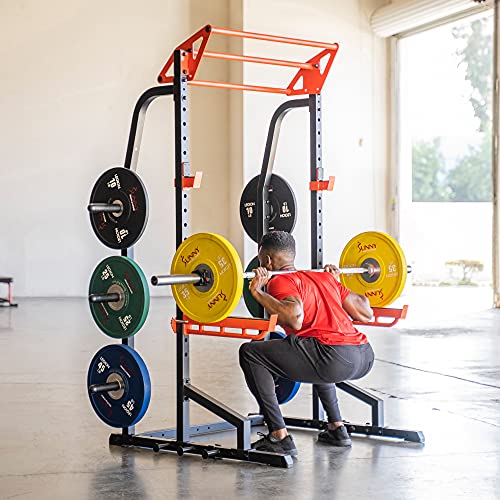 Sunny Health & Fitness Power Zone Half Rack Heavy Duty Performance Power Cage Black