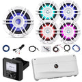 Enrock Marine Bluetooth Multi-Element Digital Media Receiver with 4x 6.5" 300W Speakers, 10" 900W Subwoofer, 5 Channel Amp, and Accessories