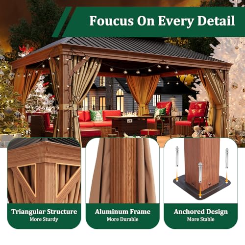 Sonegra 12' x 16' Hardtop Gazebo Brown