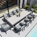 Home Care Wholesale 11 Pieces Patio Dining Set for 10 All Weather Outdoor Furniture with Cushions and Pillows Darker Grey Cushion