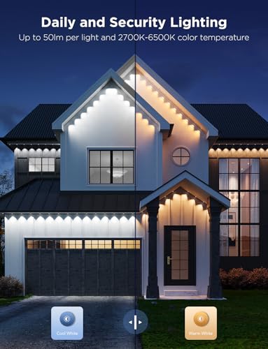 Govee 200ft Permanent Outdoor Lights Pro with 120 RGBIC LED, 75 Scene Modes, IP67 Waterproof, Works with Alexa - White
