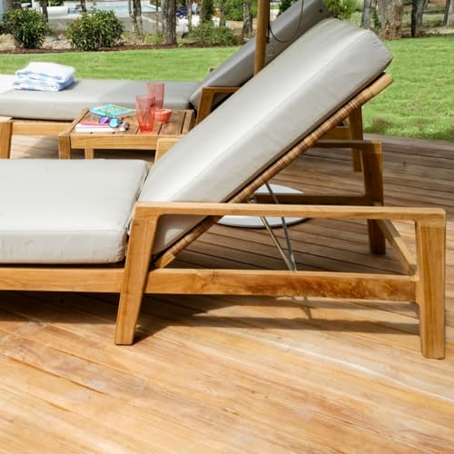 Alveare Home Sao Paulo Teak Outdoor Chaise Lounger Grey