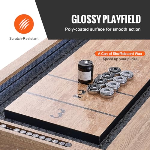 VEVOR 9ft Shuffleboard Table & Bowling Combo Black/Brown