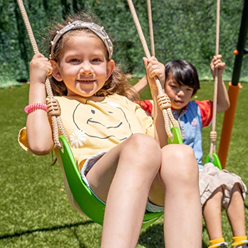 Jungle Warrior Jaguar Metal Swing Set with Slide & Gymnastic Rings Orange/Green/Grey