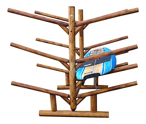 Log Kayak Rack 5 Kayak or Canoe Plus 2 SUP or Surfboard Canyon Brown Finish