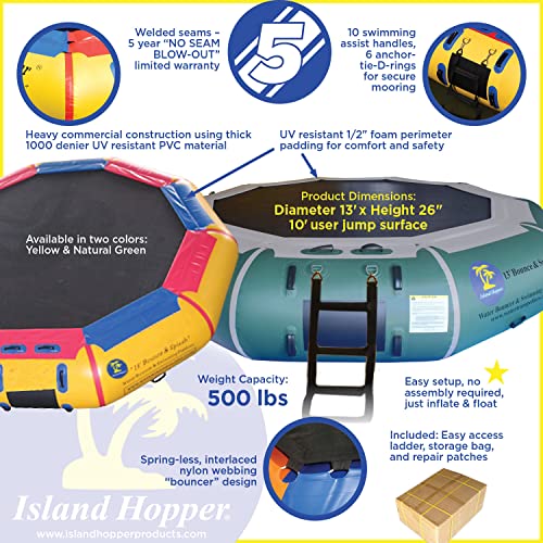 Island Hopper 13' Bounce N Splash Padded Water Bouncer Yellow