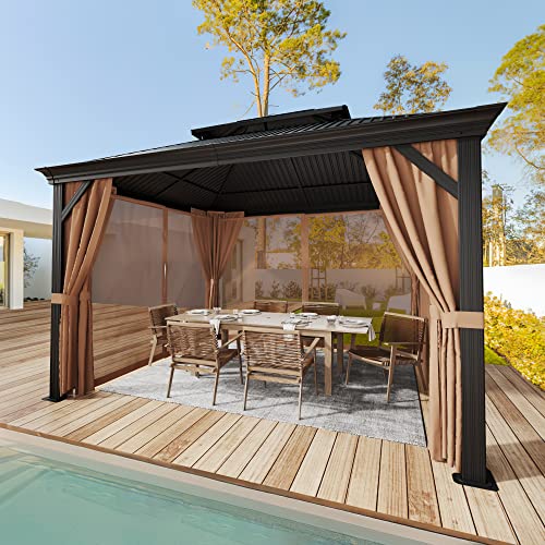 Greesum 10'x12' Hardtop Metal Gazebo Black