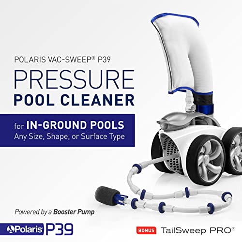 Polaris P39 Pressure Side Pool Cleaner - All Wheel Drive - TailSweep PRO - Dual Chamber SuperBag - White