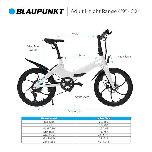 BLAUPUNKT Folding Electric Bike 350W Lightweight UL Certified 20 Inch White