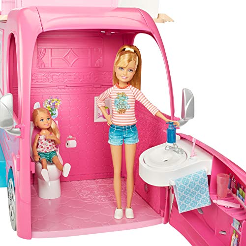 Barbie Pop-Up Camper 3-Story Play Set with Pool, Pink