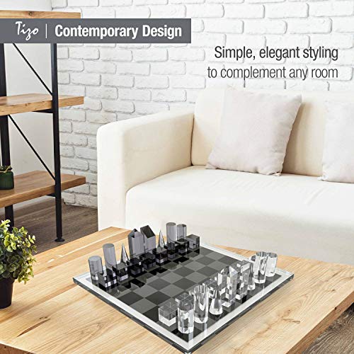 TIZO Elegant 13” Lucite Chess Set Blue