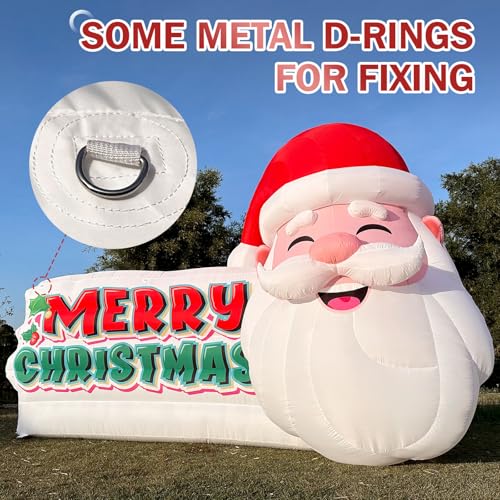 WARSUN 21x13Ft Giant Inflatable Santa Claus with LED Light for Outdoor Christmas Decor Red & White & Green