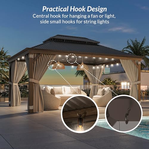 BELLEZE 12x16ft Hardtop Gazebo Brown