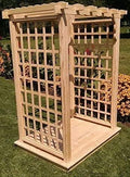 Backyard Crafts Amish-Made Lexington Style Pine Arbor with Deck 4' Wide Walkthrough Redwood Stain