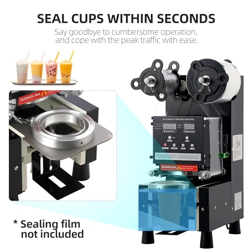 Garvee Auto Cup Sealing Machine 500-650 Cups/H Digital Control LCD Black