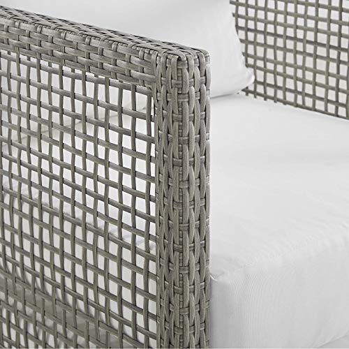 Modway Aura Outdoor Patio Wicker Rattan Sofa Set Gray White
