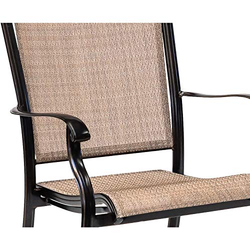 Hanover Fontana 7-Piece Patio Dining Set Rust Resistant Aluminum Outdoor Dining Set for 6 with Swivel Rockers and Tile-Top Table Tan