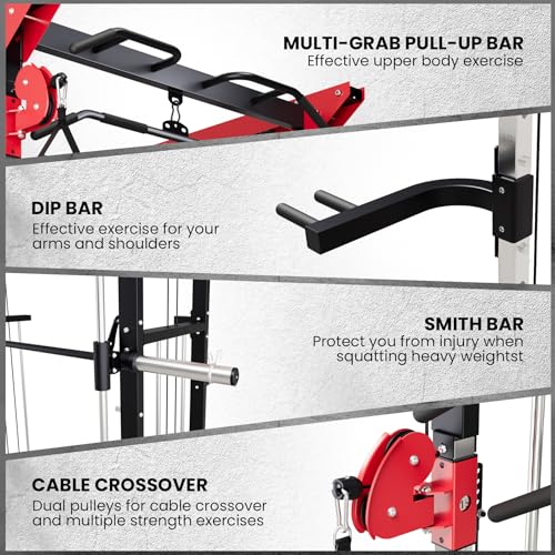 GarveeLife Power Cage Smith Machine Red