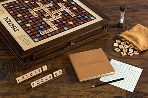 WS Game Company Scrabble Heirloom Edition Rotating Walnut Cabinet Multicolor