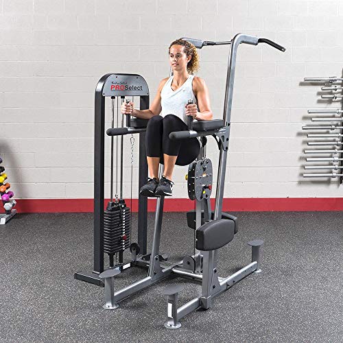 Body-Solid FCD-STK Selectorized Knee Lift Tower with Weight Assist Black Gray