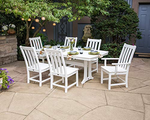 Polywood Vineyard 7-Piece Nautical Trestle Dining Set Slate Grey