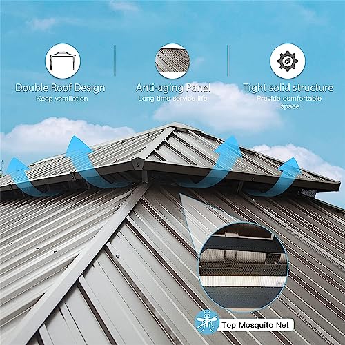 NicBex 12'x20' Hardtop Gazebo Brown