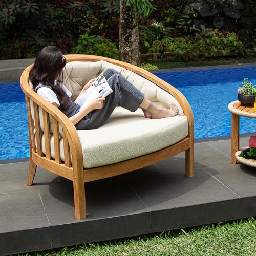 Cambridge Casual Barnese Teak Wood Outdoor Lounge Chair Natural Teak / Tan Cushion